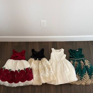 Little Girls' Formal Dresses - Red, Black, Ivory, Emerald Bundle Size 6